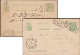 Luxembourg 1896-1898. 2 Entiers Postaux, Ambulant, Bahnpost Luxembourg-Ulflingen, Ou Troisvierges Et Retour - Máquinas Franqueo (EMA)