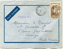 COTE D'IVOIRE LETTRE PAR AVION DEPART BOUAKE 30 SEPT 42 COTE D'IVOIRE POUR LA FRANCE - Storia Postale