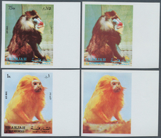 ** Schardscha / Sharjah: 1972, Monkeys, 20, 25, 75 Dh. And 1 R., 4 Values (Mi. # 1012/1015), Each Imper - Sharjah