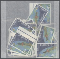 ** Rumänien: 1991: Bulk Lot, CEPT Stamps In Complete Sets. 1991: 100 Sets, Face Value: 450 L (may Conta - Covers & Documents