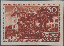 ** Sowjetunion: 1947, Sanatorium 'Abchasuja' 30 K Dark Red-brown IMPERFORATE, Mint Never Hinged, Signed - Lettres & Documents