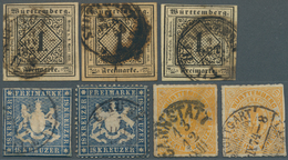 O/Brfst Württemberg - Marken Und Briefe: 1851/1874, Gestempelte Partie Der Kreuzer-Zeit Auf Steckkarten, (te - Autres & Non Classés