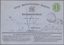 Br/GA Württemberg - Marken Und Briefe: 1868/1920 (ca.), Rd. 70 Belege Ab Kreuzerzeit Mit Reichlich Ganzsac - Altri & Non Classificati