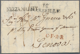 Br Grenzübergangsstempel: 1814/1867, Partie Mit 13 Belegen, Dabei Interessante Stücke Wie Roter L2 "Fra - Préphilatélie