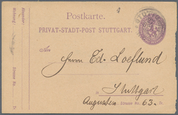 GA/Br Deutsches Reich - Privatpost (Stadtpost): STUTTGART: Sammlung Von Ca. 68 Belegen, Meist Ganzsachen, - Postes Privées & Locales