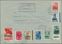 Br Dt. Besetzung II WK - Litauen: 1941, Vier Belege Dabei Satzbrief Bis Zur 80 K (Foto-Attest Krischke) - Occupazione 1938 – 45