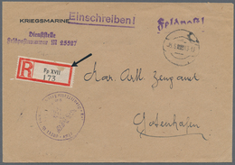 Br Feldpost 2. Weltkrieg: 1943/44, Kleine Sammlung Von 13 Feldpost-Einschreibebriefen (1x Ohne Poststem - Other & Unclassified