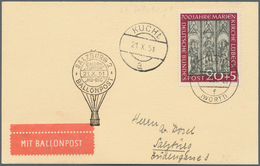 Br Deutschland Nach 1945: 1949/1957, Lot Von 27 Ballonpost-Briefen/-Karten Mit Frankaturen Bizone, Bund - Verzamelingen