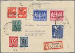Br/GA Berlin: 1948/1970, Partie Von Ca. 100 Belegen Mit Vor- Und Mitläufern, 10-fach-Frankaturen, MiF Mit - Other & Unclassified