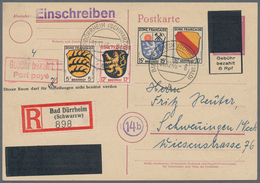 Br/GA Französische Zone: 1945/1947, Interessante Sammlung Barfrankaturen Und Aufbrauchs-Ganzsachenkarten M - Other & Unclassified