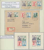 Brfst/Br/O Französische Zone - Baden: 1949, Wiederaufbau Der Stadt Freiburg, Kleine Sammlung Mit U.a. Mi.-Nr. 3 - Sonstige & Ohne Zuordnung