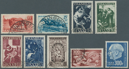 O/Brfst Saarland (1947/56): 1947/1959, Sauber Gestempelte Sammlung Auf Steckseiten, Bis Auf Das Blockpaar Un - Unused Stamps