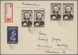 Br/MK Saarland (1947/56): 1952 - 1956, Bestand Von 140 Karten Und Briefen, Dabei Interessante Frankaturen, - Unused Stamps