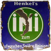 Varia (im Briefmarkenkatalog): Werbung, Zwei Alte Blechschilder "Henkel IMI" Und "Miele Melkmaschine - Sonstige & Ohne Zuordnung