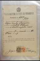 1907-8 BERTHING & EMBARKATION DOCUMENTS Record Of Docking At The Port Of Pernambuco, Brazil, By The British Ship "Aragon - Sonstige & Ohne Zuordnung