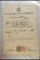 1907-8 BERTHING & EMBARKATION DOCUMENTS Record Of Docking At The Port Of Pernambuco, Brazil, By The British Ship "Aragon - Other & Unclassified