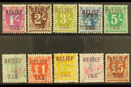 NEW SOUTH WALES REVENUE STAMPS Circa 1930 Relief Tax Purple Overprint Complete Set, Barefoot 5B/17B, Fine Used. (10 Stam - Altri & Non Classificati