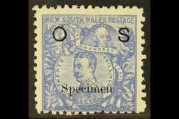 NEW SOUTH WALES OFFICIAL 1890-91 20s Cobalt-blue Capt. Philip And Lord Carrington With "O S" And "Specimen" Overprints,  - Andere & Zonder Classificatie