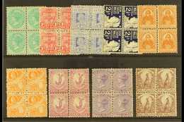 NEW SOUTH WALES 1905-10 Complete Basic Set To 1s, SG 333-48, Mint BLOCKS Of 4, 1d With One Stamp Thinned, Some With Yell - Andere & Zonder Classificatie