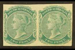 SOUTH AUSTRALIA 1876 2d IMPERF PLATE PROOF PAIR Printed In Green On Watermarked Paper, Unused & Without Gum & Vertical C - Autres & Non Classés