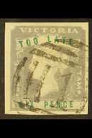 VICTORIA 1854-55 6d Lilac & Green "TOO LATE" Imperf, SG 33, Superb Used With Clear "1" Numeral Postmark, Four Large Marg - Other & Unclassified