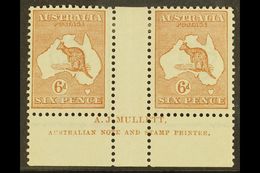 1923-24 6d Chestnut Kangaroo, SG 73, MULLETT Imprint Gutter Pair From Plate 4, BW Spec 21zc, Very Fine Mint. For More Im - Autres & Non Classés