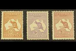 1929-30 MINT ROO 6d, 9d, And 2s Kangaroo's, SG 107, 108, And 110, A Fine Mint Group. (3 Stamps) For More Images, Please  - Andere & Zonder Classificatie