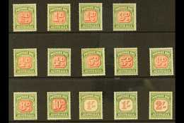POSTAGE DUE 1958-60 Complete "Basic" Set With Most Additional Die Types, SG 132a/41, Never Hinged Mint (14 Stamps) For M - Autres & Non Classés