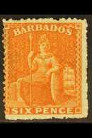 1861-70 6d Dull Orange-vemilion Britannia, SG 32, Fine Mint. For More Images, Please Visit Http://www.sandafayre.com/ite - Barbades (...-1966)