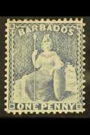 1875-81 1d Grey-blue Britannia, Watermark Reversed, SG 74x, Fine Mint. For More Images, Please Visit Http://www.sandafay - Barbados (...-1966)