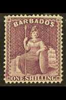 1875-81 1s Purple Britannia, SG 81, Fine Mint. For More Images, Please Visit Http://www.sandafayre.com/itemdetails.aspx? - Barbades (...-1966)
