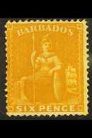 1875-81 6d Chrome-yellow Britannia, SG 79, Very Fine Mint. For More Images, Please Visit Http://www.sandafayre.com/itemd - Barbades (...-1966)