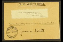 1910 OHMS OFFICIAL WRAPPER (25 Dec) Printed OHMS 'From The Imperial Department Of Agriculture For The West Indies' Stamp - Barbades (...-1966)