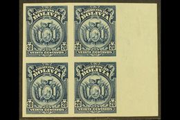 1923-7 20c Slate-blue, Coat Of Arms, IMPERFORATE BLOCK OF 4, Scott 132, Fine Unused. For More Images, Please Visit Http: - Bolivien