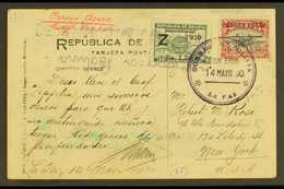 1935 GRAF ZEPPELIN FLIGHT. (14 May) Picture Postcard Addressed To New York, Bearing 1930 15c Air Overprint (Scott C14, S - Bolivia