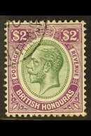 1922-33 $2 Yellow Green & Bright Purple, SG 137, Fine Cds Used For More Images, Please Visit Http://www.sandafayre.com/i - Honduras Británica (...-1970)