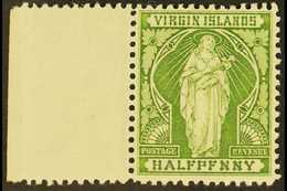 1899 ½d Yellow Green, Left Marginal Example With Variety "HALFPFNNY", SG 43a, Never Hinged Mint. For More Images, Please - Britse Maagdeneilanden