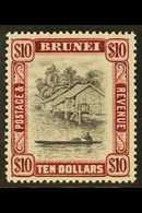 1947-51 $10 Black & Purple, SG 92, Very Fine Mint, Fresh. For More Images, Please Visit Http://www.sandafayre.com/itemde - Brunei (...-1984)
