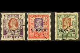 1939 Official 2r To 10r, SG O25/27, Fine Cds Used. (3) For More Images, Please Visit Http://www.sandafayre.com/itemdetai - Birma (...-1947)
