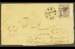1858 (4 Jun) Env From Scotland To New Brunswick Bearing GB 6d 'no Corner Letters' Stamp Tied Glasgow Pmk & London Transi - Sonstige & Ohne Zuordnung