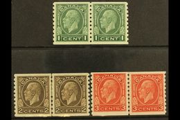 1932-33 Coil Stamps Imperf X Perf 8½ Complete Set, SG 326/28, Fine Mint (1c & 3c Are NHM) Horiz PAIRS, Very Fresh. 93 Pa - Altri & Non Classificati