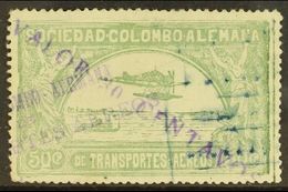 SCADTA 1921 30c On 50c Dull Green Surcharge In Violet, Scott C20 (SG 7, Michel 8 II), Fine Used, Expertized A.Brun, Fres - Colombia