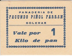 VALE POR 1 KILO DE PAN DE LA PANADERIA FACUNDO PIÑOL FARRAN DE SOLERAS (LLEIDA-LERIDA) - Notgeld