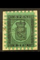 1866-67 8p Black/blue Green (Type II) Serpentine Roulette, SG 45, Fine Used On Piece, One Short Tooth To Left Side For M - Autres & Non Classés