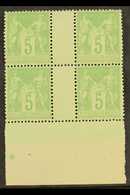 1898-1900 5c Yellow-green Sage Type III, Yvert 102, SG 282, Fine Never Hinged Mint Marginal GUTTER BLOCK Of 4, Very Fres - Otros & Sin Clasificación