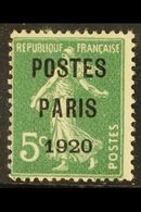PRECANCELS 1920 5c "Postes Paris" Overprint, Yvert 24, Mint With Gum Disturbances, Fresh, Cat 425 Euro = £320+. For More - Other & Unclassified