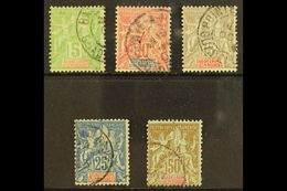 GUADELOUPE 1900-01 New Colours Set Complete, SG 48/52 (Yvert 40/44). Very Fine Used (5 Stamps) For More Images, Please V - Andere & Zonder Classificatie