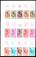 FRANCE - N°1543/1547** - JEUX OLYMPIQUES DE GRENOBLE 1968 - SERIE COMPLETE - BANDES DE 5 EN ESSAIS DE COULEURS. - Color Proofs 1945-…