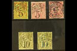 NEW CALEDONIA 1892-93 Surcharges On Stamps Of 1881 Complete Set, Yvert 36/40, Very Fine Used. (5 Stamps) For More Images - Andere & Zonder Classificatie