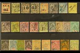 NEW CALEDONIA 1881-1892 All Different FINE USED Collection On A Stock Card. Note 1881-83 "05" On 40c, 1886 5c On 1f, 189 - Andere & Zonder Classificatie